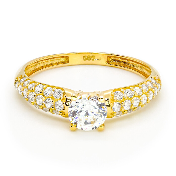 Prsten ze žlutého zlata se zirkony 99160390263