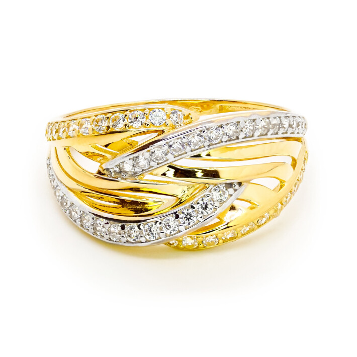 Prsten ze žlutého zlata se zirkony 99165390238