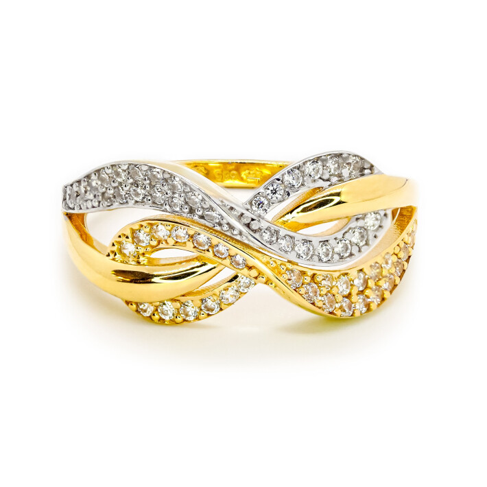 Prsten ze žlutého zlata se zirkony 99165390247