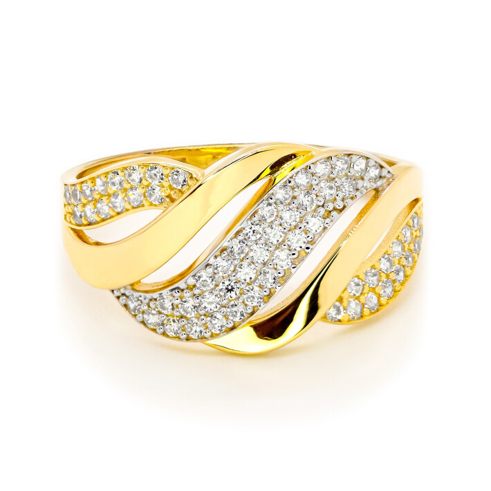 Prsten ze žlutého zlata se zirkony 99166390242