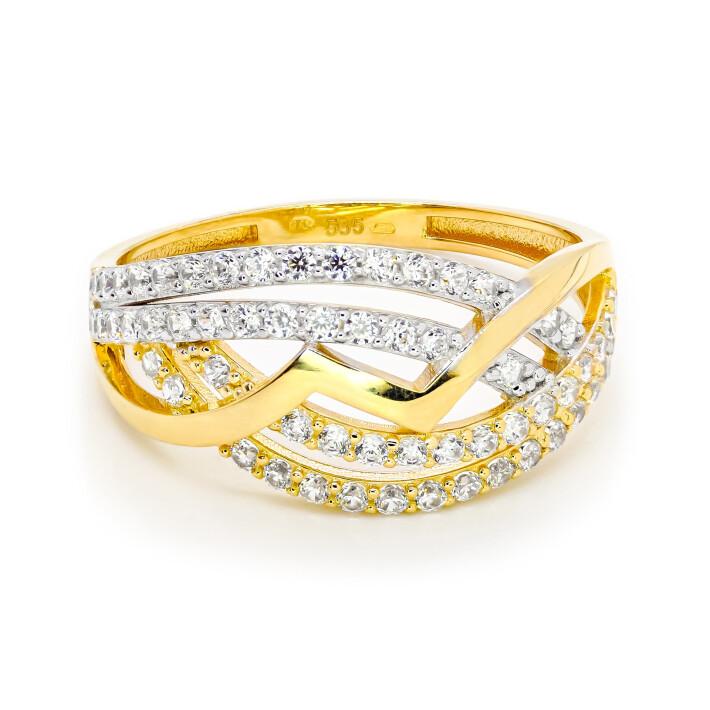 Prsten ze žlutého zlata se zirkony 99167390244