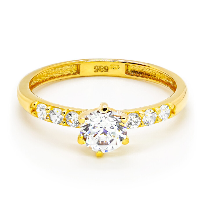 Prsten ze žlutého zlata se zirkony 99168390262