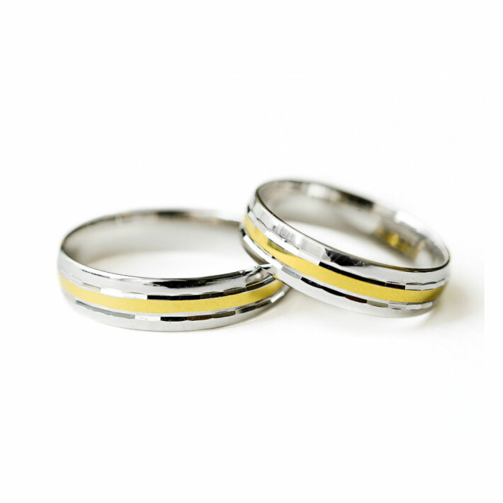 Snubní prsteny 585/1000 bílé a žluté zlato 991SN15