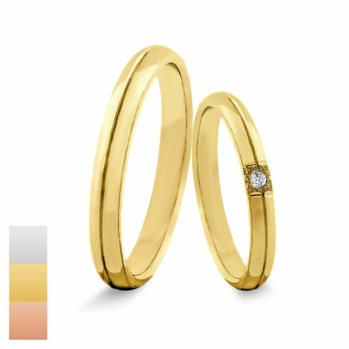 Snubní prsteny 585/1000 ze žlutého zlata s diamantem 991SN39