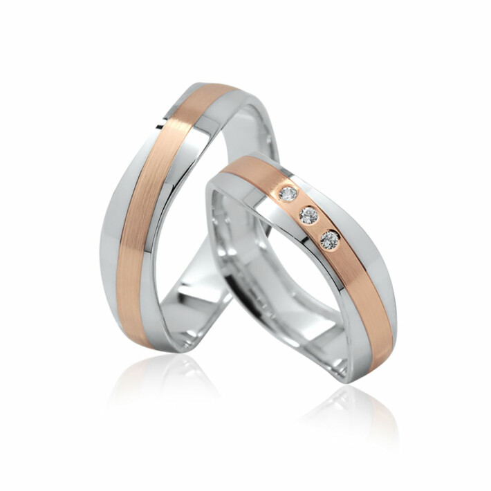 Zlaté snubní prsteny 585/1000 s růžovým zlatem se zirkony nebo diamanty 991SN9