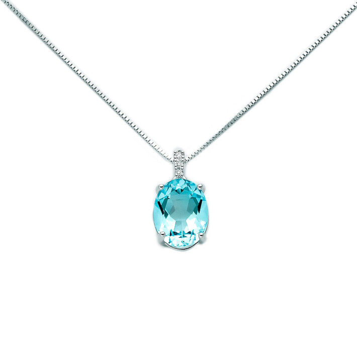 Zlatý náhrdelník s topazem a diamanty CLD4068