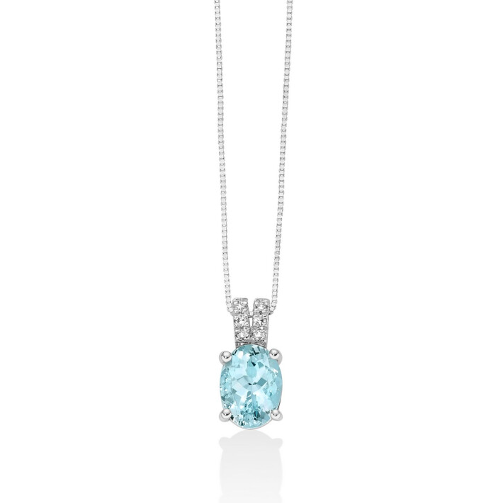 Zlatý náhrdelník s akvamarínem a diamanty CLD4869