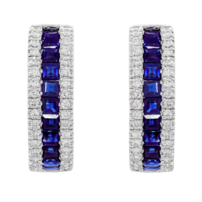 Náušnice z bílého zlata se safíry a diamanty  DAE1016BS14W