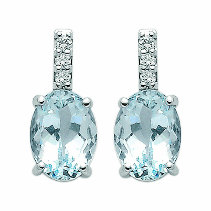 Zlaté náušnice s akvamarínem a diamanty ERD2410