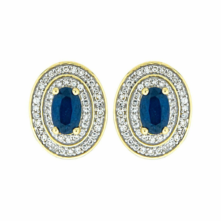 Zlaté náušnice s diamanty a safírem Altman Diamond FE1100115SAP