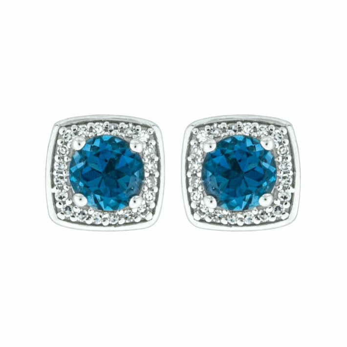 Zlaté náušnice s diamanty a topazem Altman Diamond FE1123106LBT