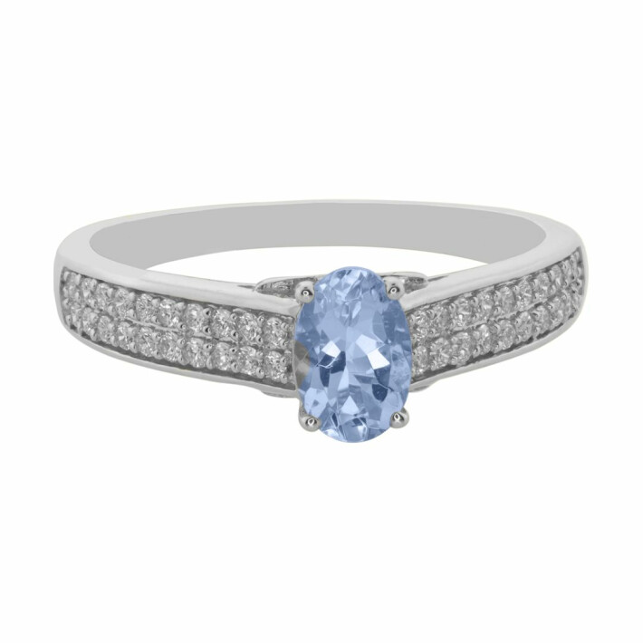 Zlatý prsten s akvamarínem a diamanty FR10562AQ