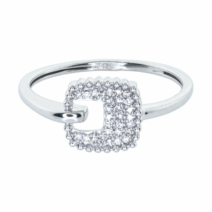 Prsten z bílého zlata osázený diamanty FR10617