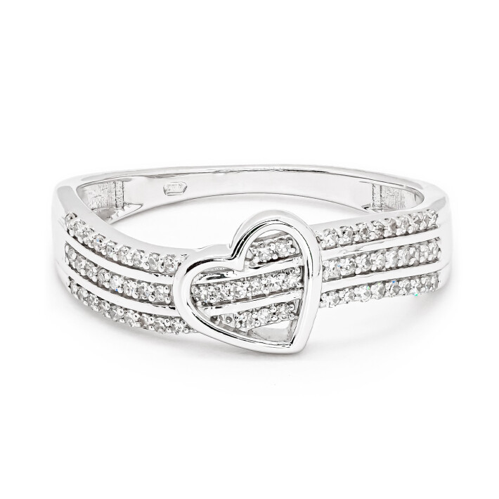 Prsten z bílého zlata se srdíčkem a diamanty FR26783W
