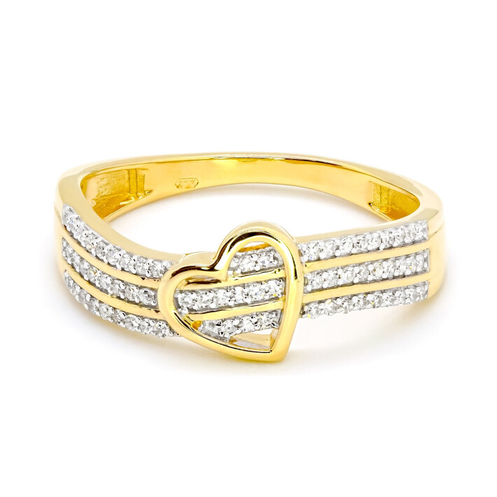 Prsten ze žlutého zlata se srdíčkem a diamanty  FR26783Y