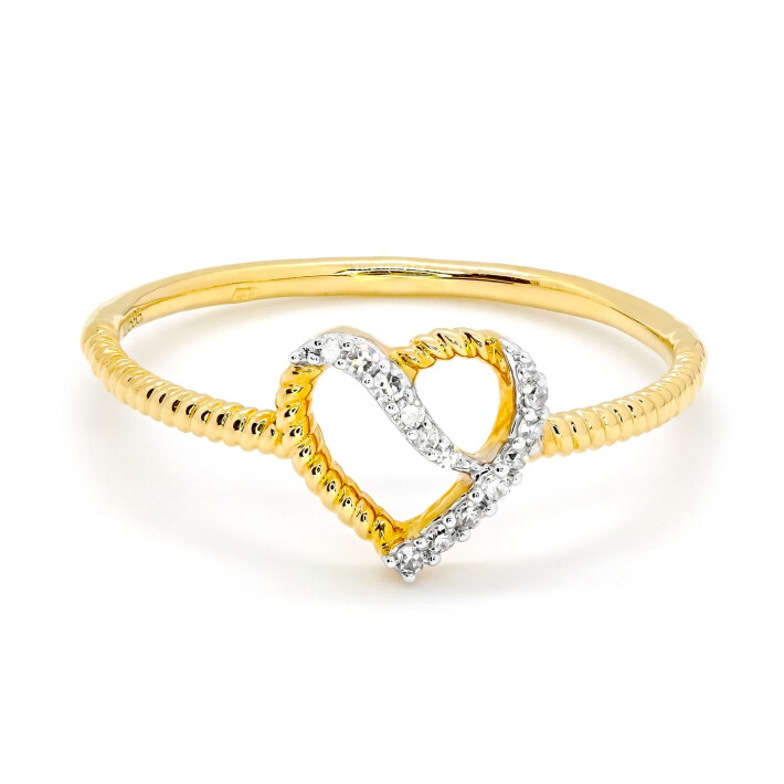 Prsten ze žlutého zlata se srdíčkem a diamanty  JR12997Y