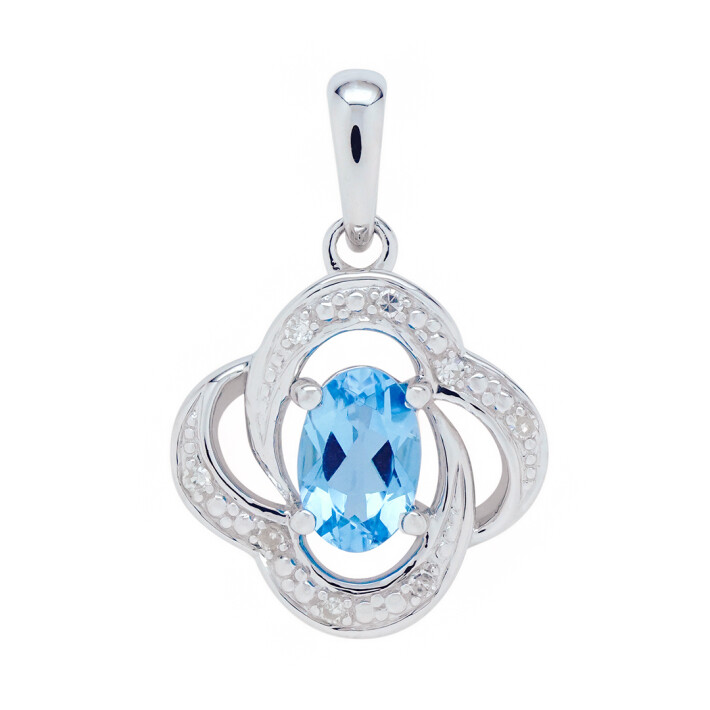 Zlatý přívěsek s topazem Swiss Blue a diamanty KP058806216