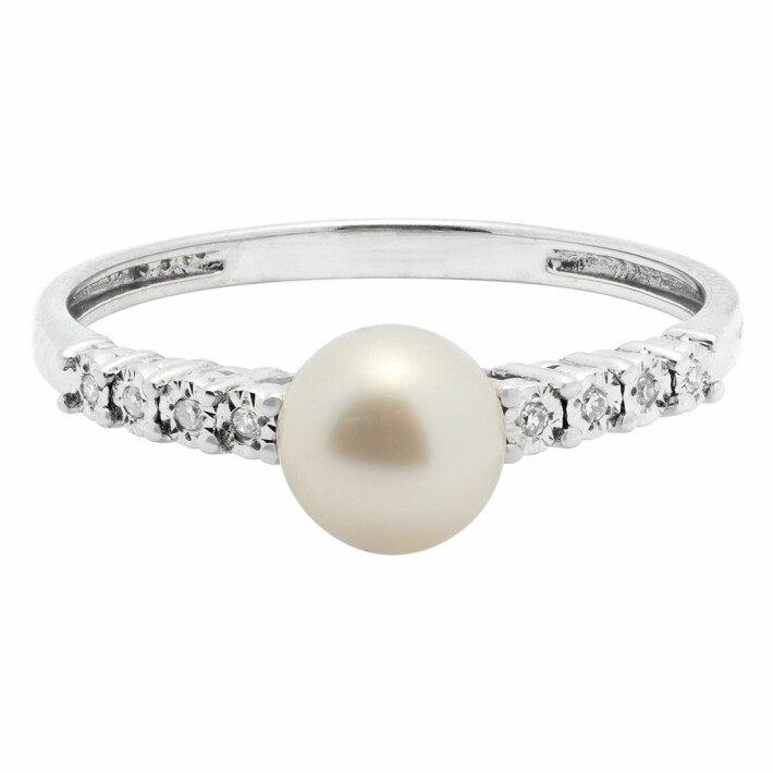 Zlatý prsten s perlou a brilianty KR051296076
