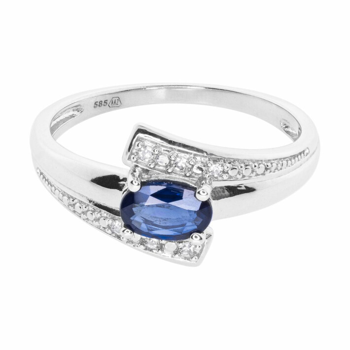 Zlatý prsten se safírem a diamanty KR059681115