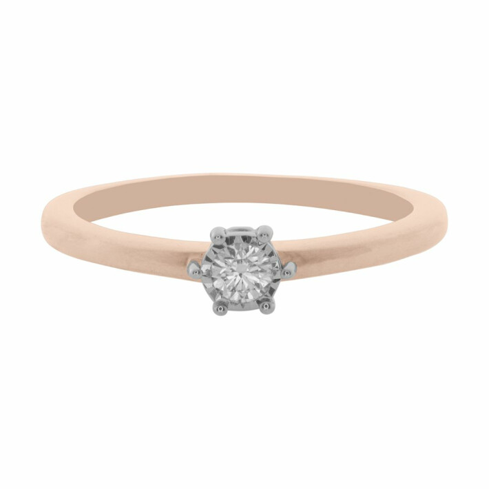 Zásnubní prsten z růžového zlata s diamantem KR12110