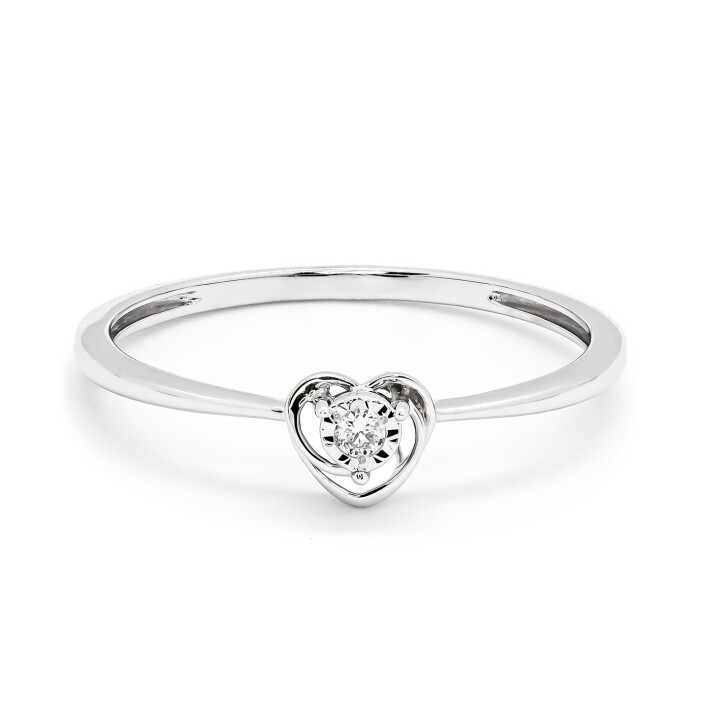 Prsten z bílého zlata ve tvaru srdce s diamantem KR15000W