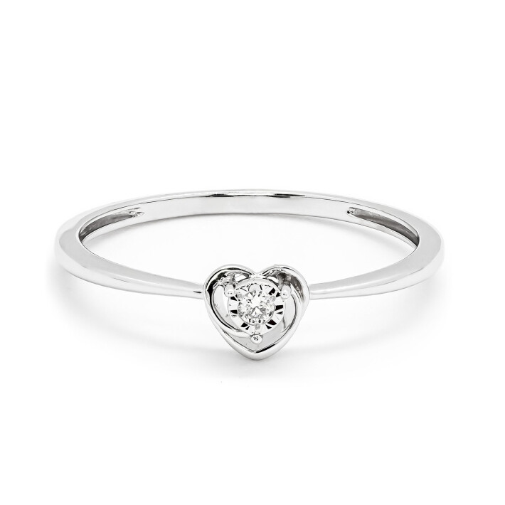 Prsten z bílého zlata ve tvaru srdce s diamantem KR15000W17