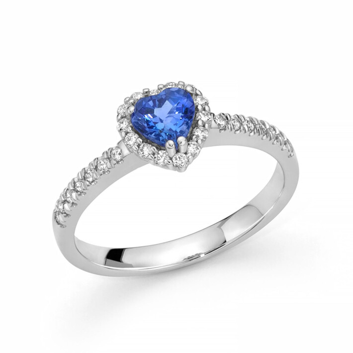 Zlatý prsten s tanzanitem a diamanty LID3556