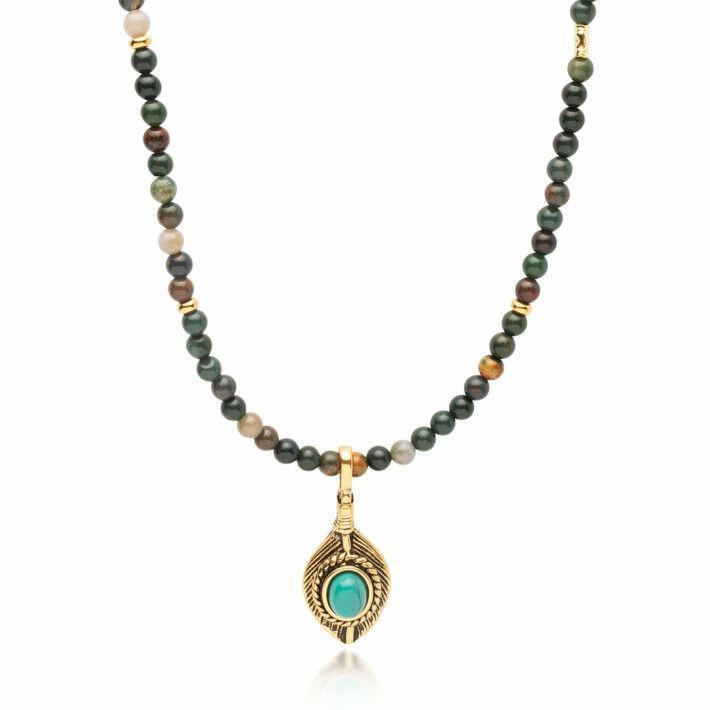 Pánský náhrdelník Nialaya jaspis & tyrkys MNE018