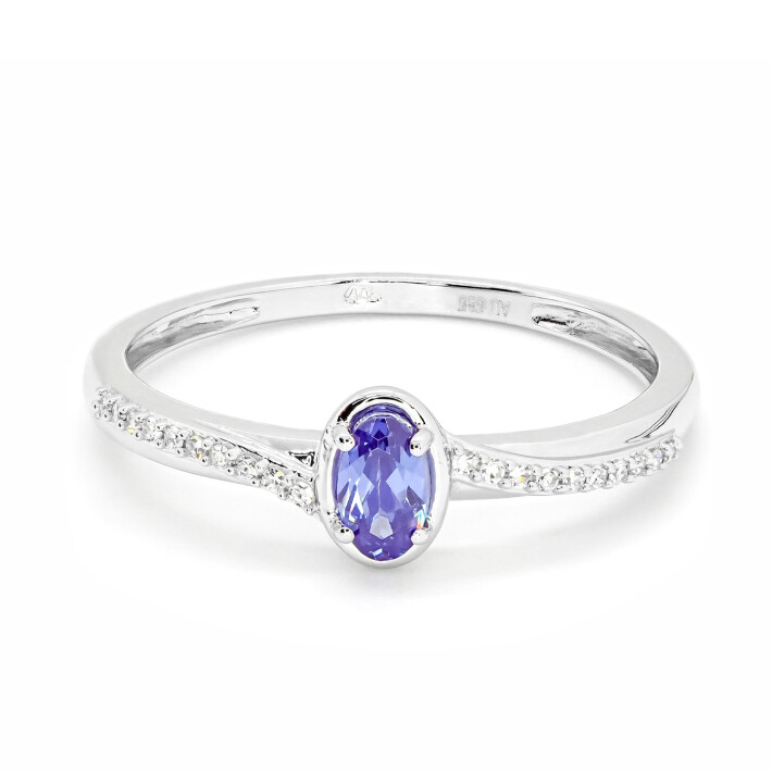 Prsten z bílého zlata s tanzanitem a diamanty MR31460TNZW