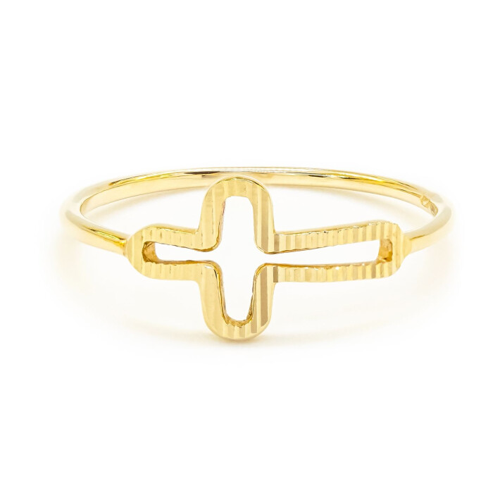 Prsten ze žlutého zlata s křížem NP20352