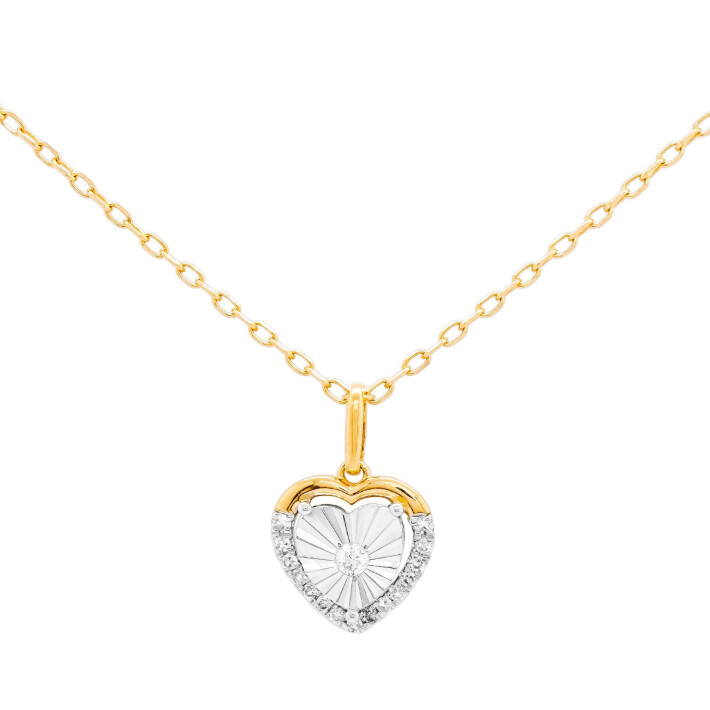 Náhrdelník ze žlutého zlata ve tvaru srdce s diamanty P879707