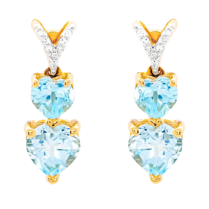 Náušnice ve tvaru srdce ze žlutého zlata s topazem a diamanty  PE335653BTY