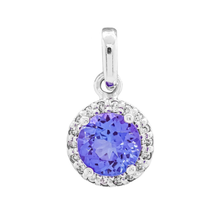 Přívěsek z bílého zlata s tanzanitem a diamanty  PR041