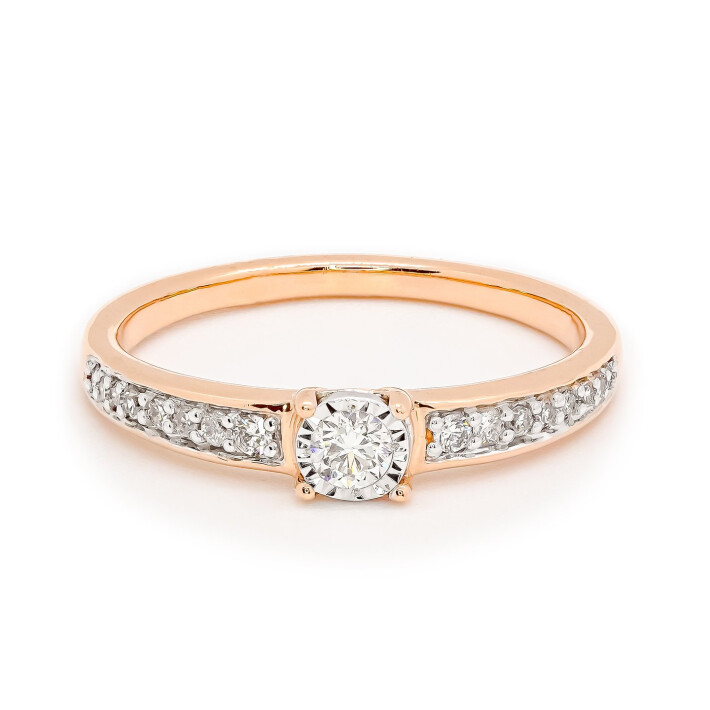 Prsten z růžového zlata s diamanty PR301494P14