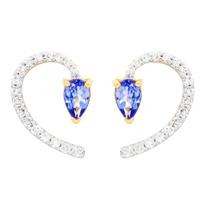 Náušnice ze žlutého zlata s topazem a diamanty RE18445LBTY
