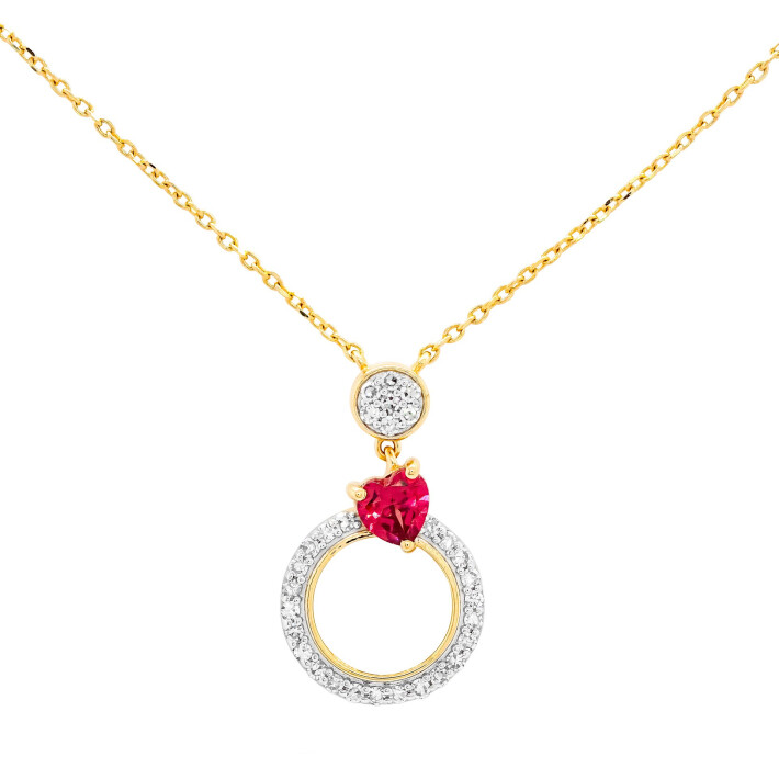 Náhrdelník ze žlutého zlata s rodolitem a diamanty RP19751RDY
