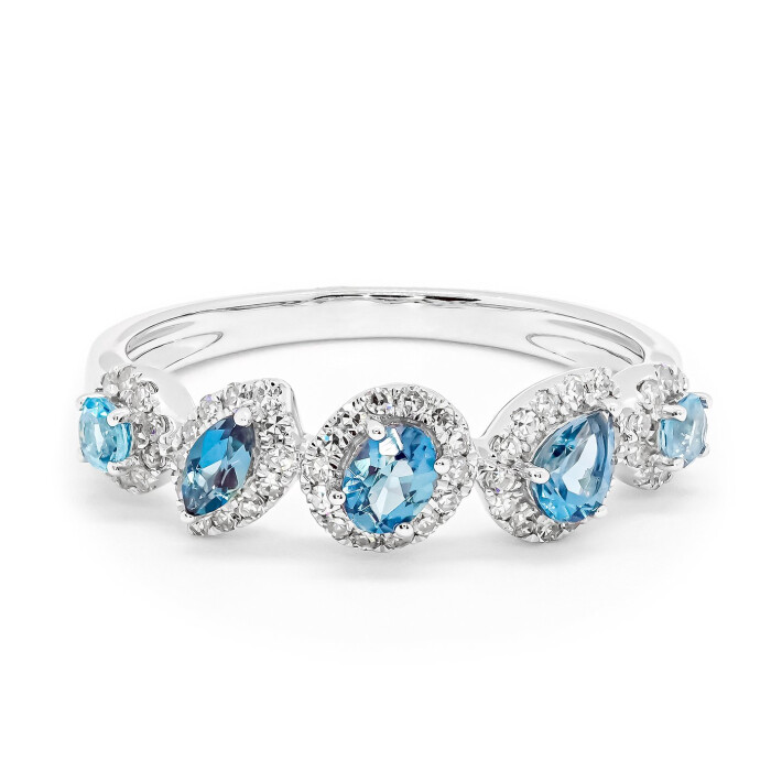 Prsten z bílého zlata s topazem a diamanty RR57418LBTW14
