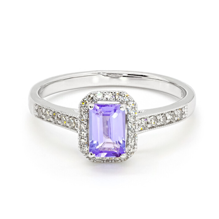 Prsten z bílého zlata s tanzanitem a diamanty RR62816TNZW