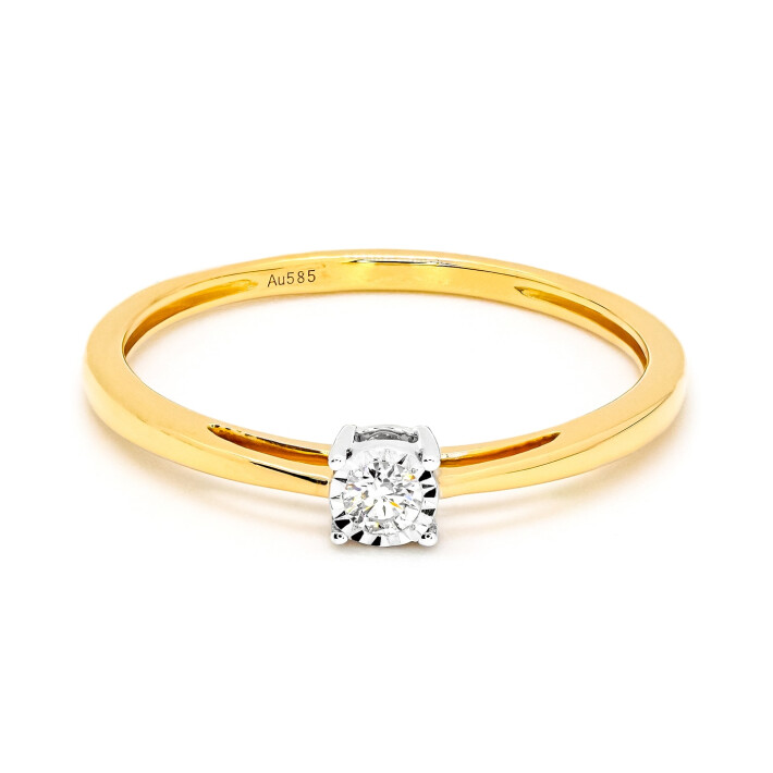 Zásnubní prsten ze žlutého zlata s diamantem RR758Y