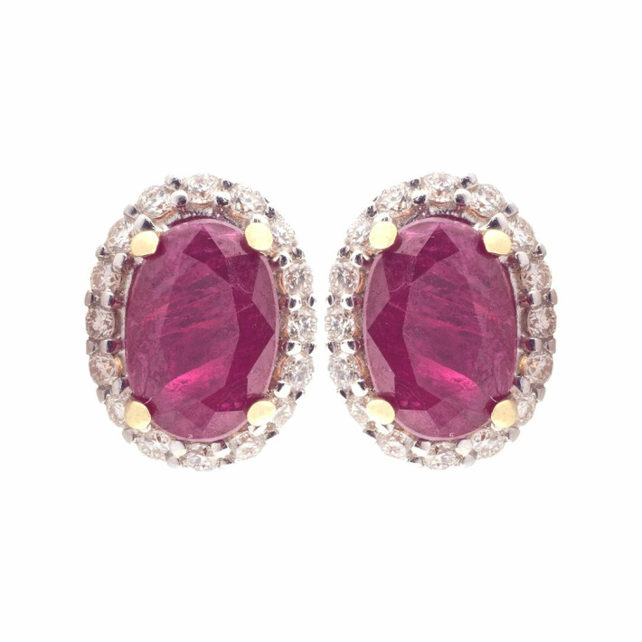 Zlaté náušnice s rubínem a brilianty Altman Diamond VE121118RB