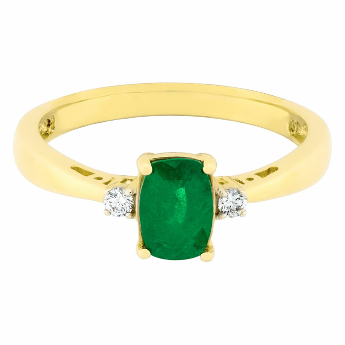 Zlatý prsten s diamanty a smaragdem VR12EM