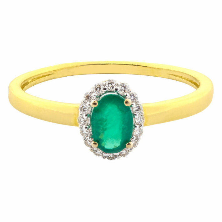 Zlatý prsten se smaragdem a diamanty VR400491EM