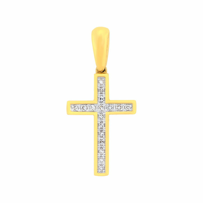 Zlatý přívěsek ve tvaru kříže s diamanty ZP102869