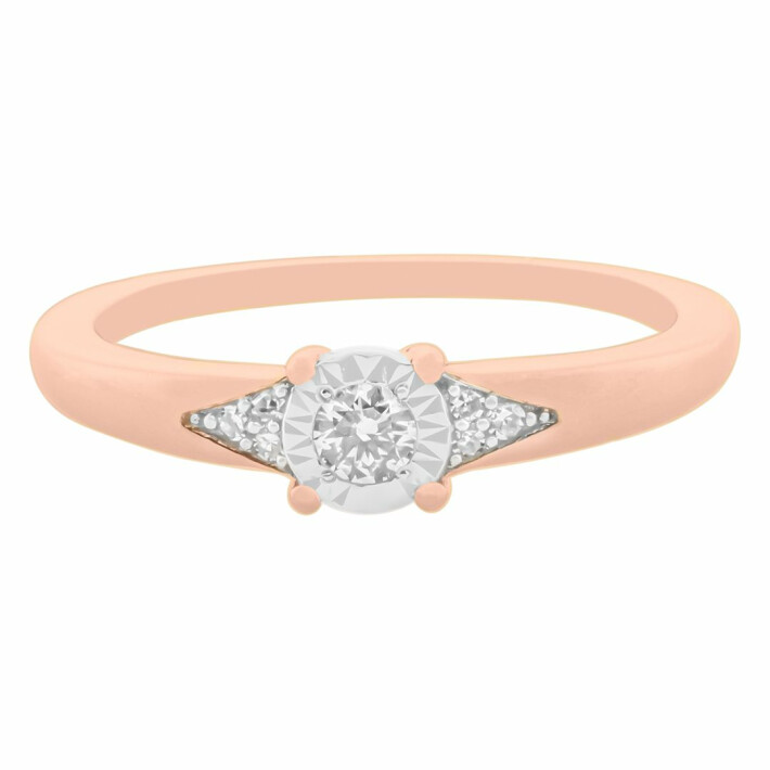 Prsten z růžového zlata osázený diamanty ZR101043