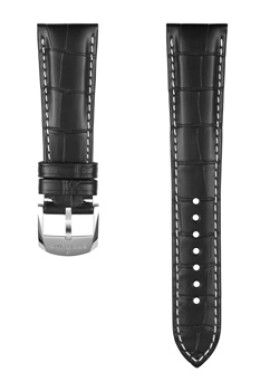 Černý řemínek z aligátoří kůže - 22 mm 1055P