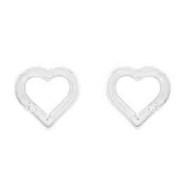 Náušnice z bílého zlata ve tvaru srdce s diamanty 21ZP2500909