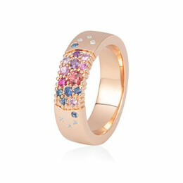 Snubní prsten z růžového zlata s diamanty a růžovými turmalíny Couture 4106077