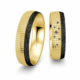Snubní prsteny Carbon ze žlutého zlata se sedmi diamanty - Cena za pár 4806504-4806503