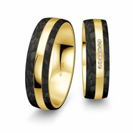 Snubní prsteny Carbon ze žlutého zlata se sedmi diamanty - Cena za pár 4806508-4806507