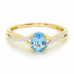 Zlatý prsten s topazem a diamanty 52920